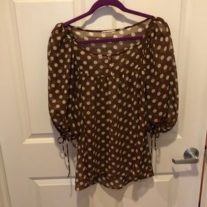 Cute polka dot brown and white top